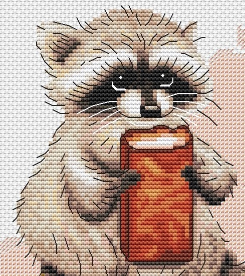 Raccoon with Nesquik Cross Stitch Pattern фото 4