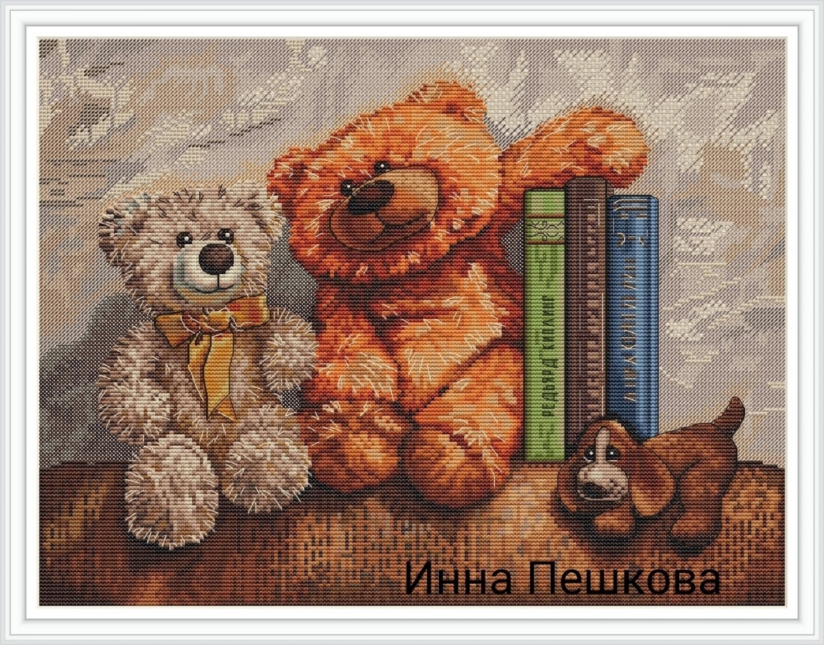 Bears on the Couch Cross Stitch Pattern фото 1