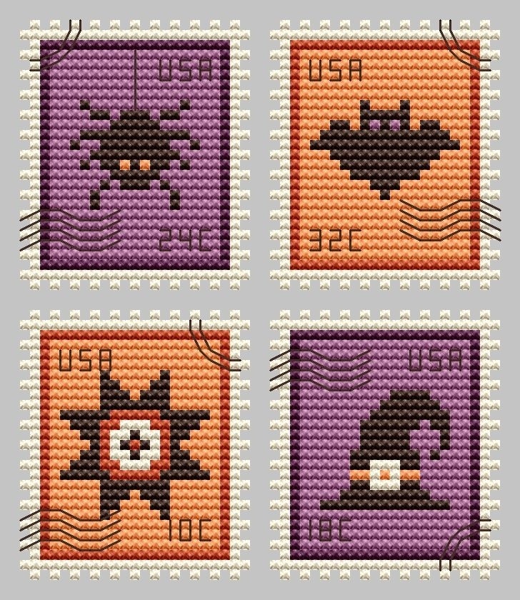 Halloween Postage Stamp Cross Stitch Pattern фото 1