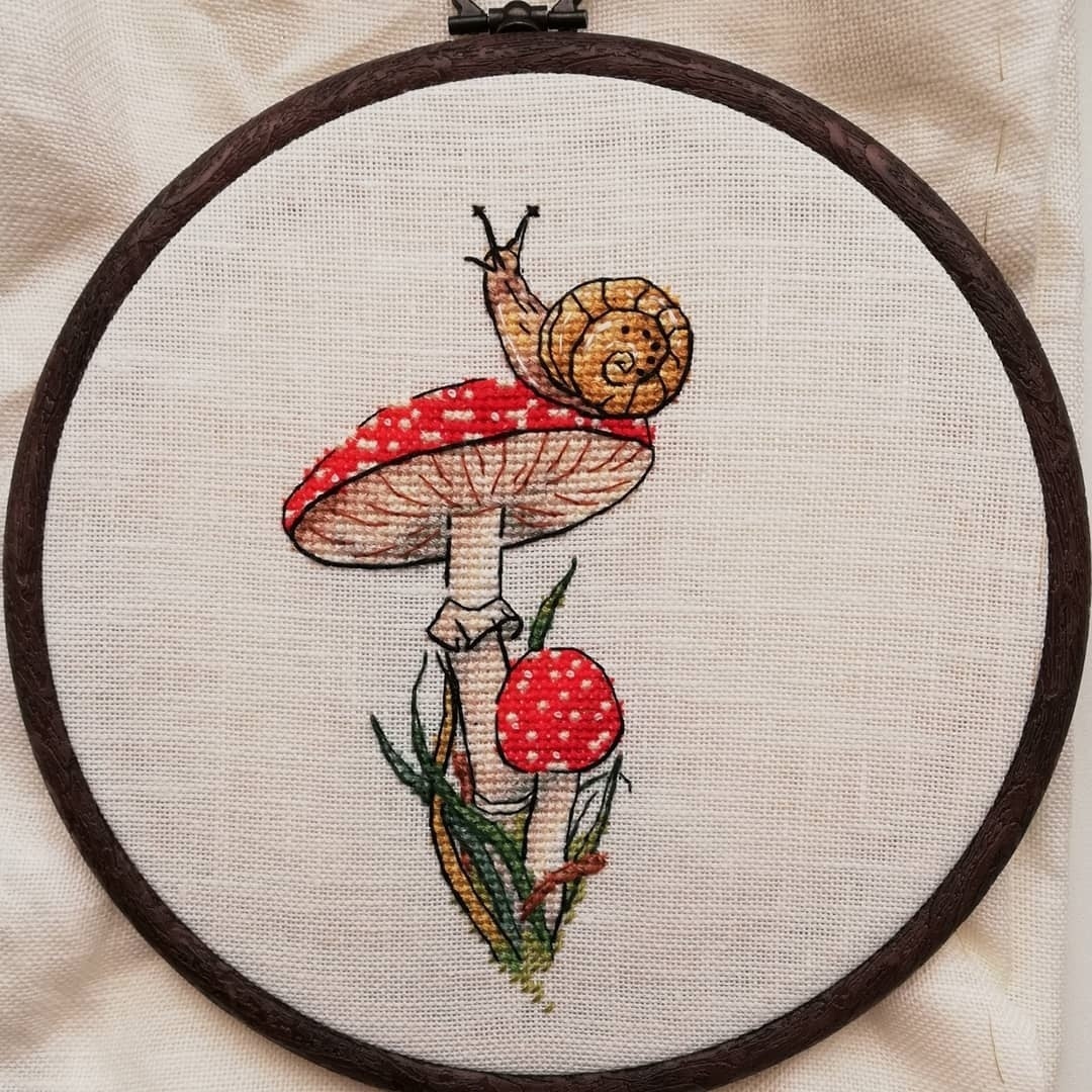 Snail on Fly Agaric Cross Stitch Chart фото 6