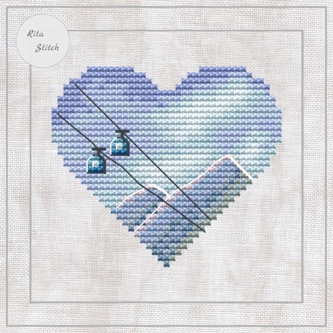 Heart Mountain Cross Stitch Pattern фото 1