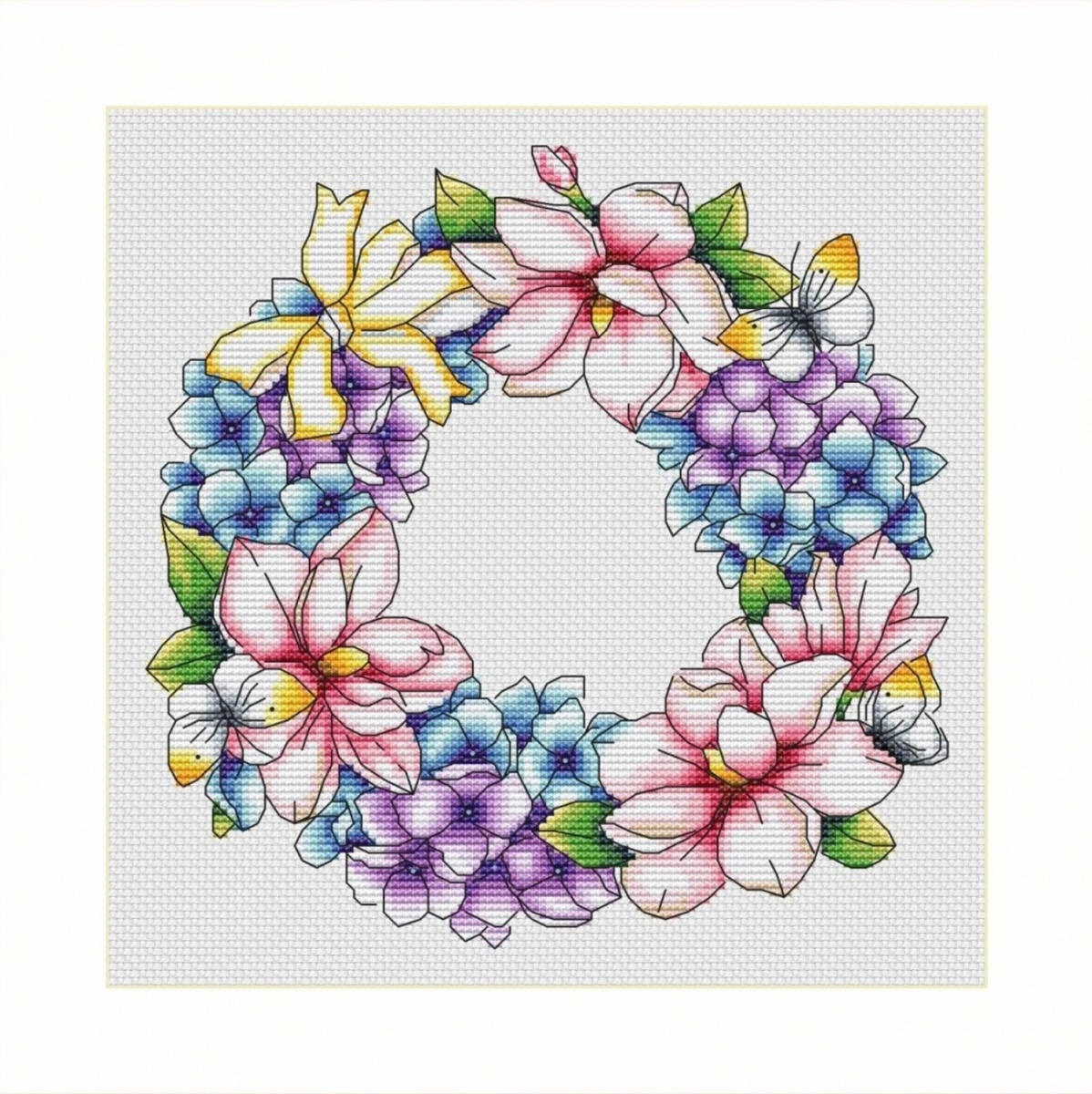 Wreath with Magnolias Cross Stitch Pattern фото 1