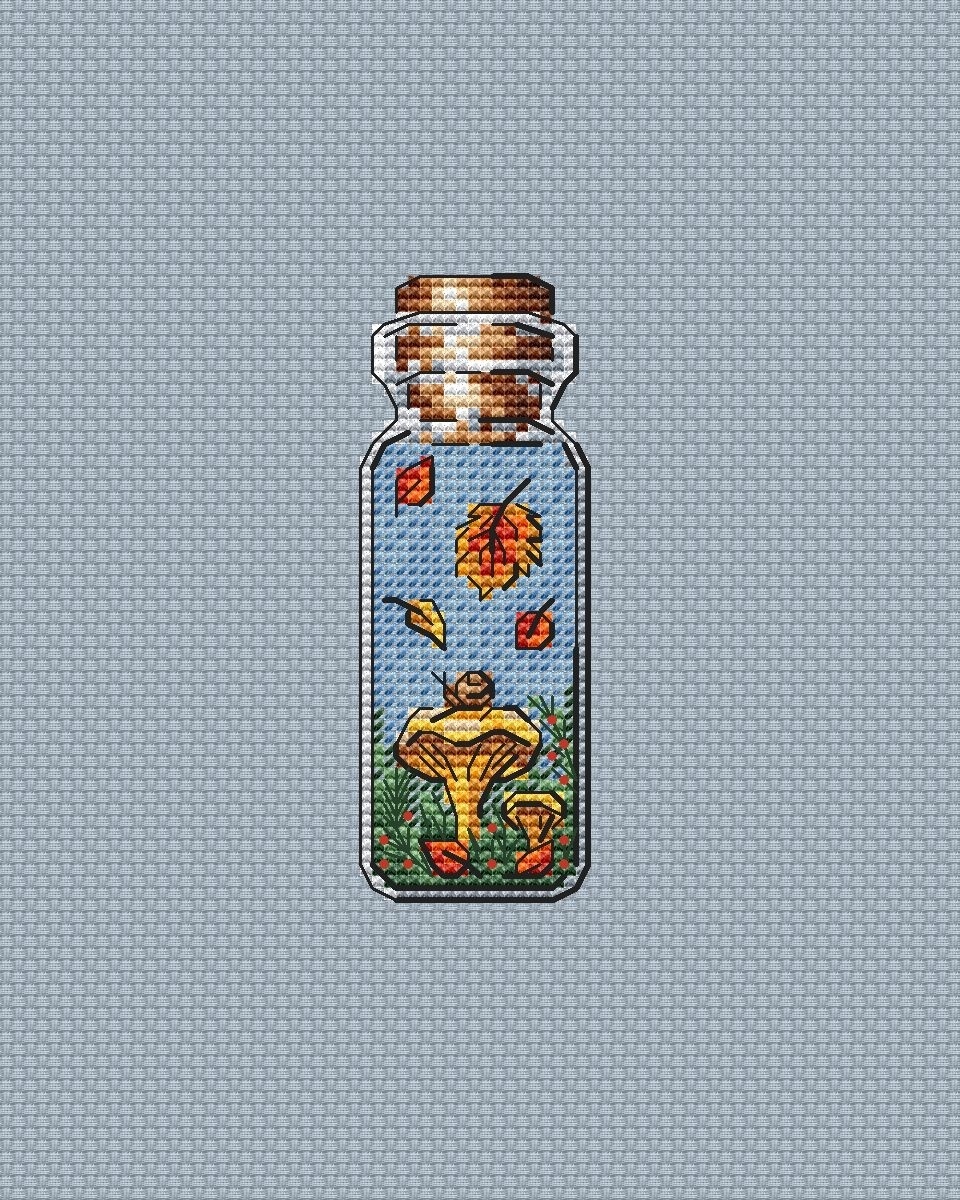 Bottles. Leaf Fall Cross Stitch Pattern фото 1
