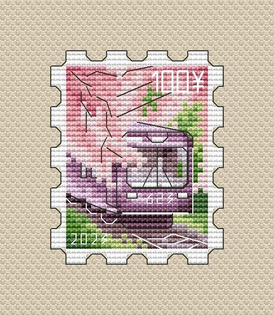 Tram Postage Stamp Cross Stitch Pattern фото 1