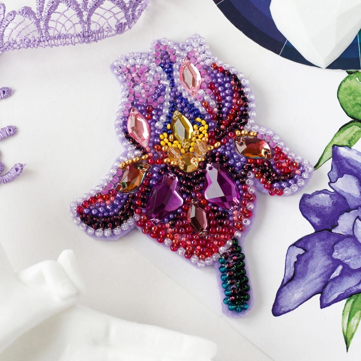 Amethyst Iris Bead Embroidery Kit фото 1