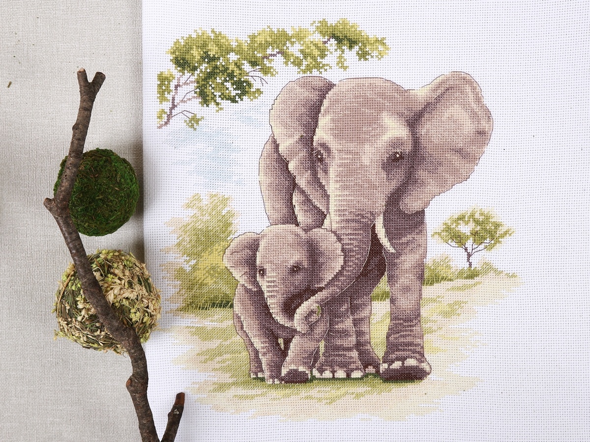 Mother and Child. Elephants Cross Stitch Kit фото 6