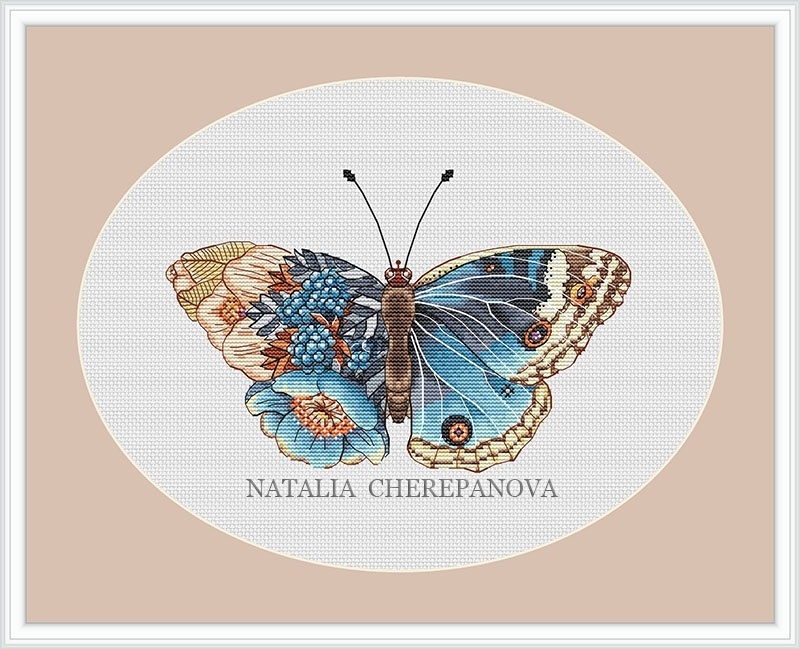 Azure Butterfly Cross Stitch Pattern фото 4