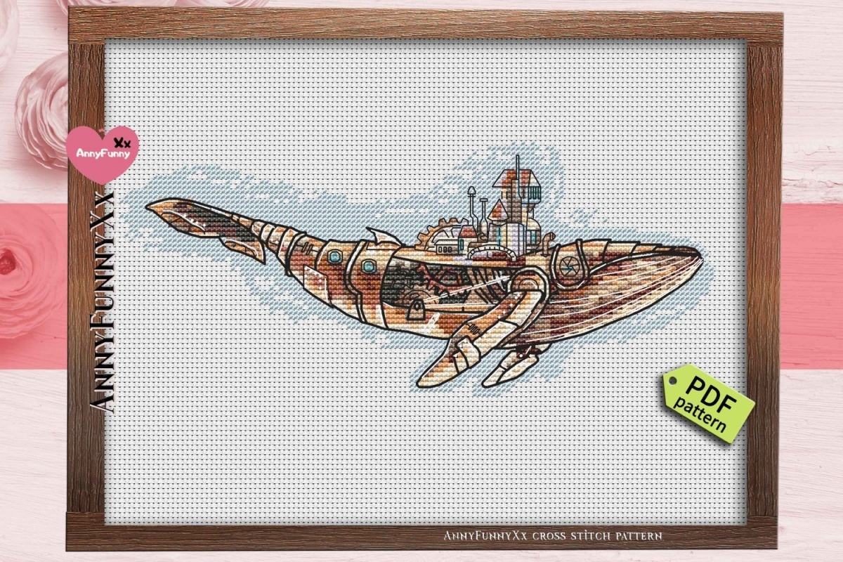 Steampunk Whale Cross Stitch Pattern фото 4