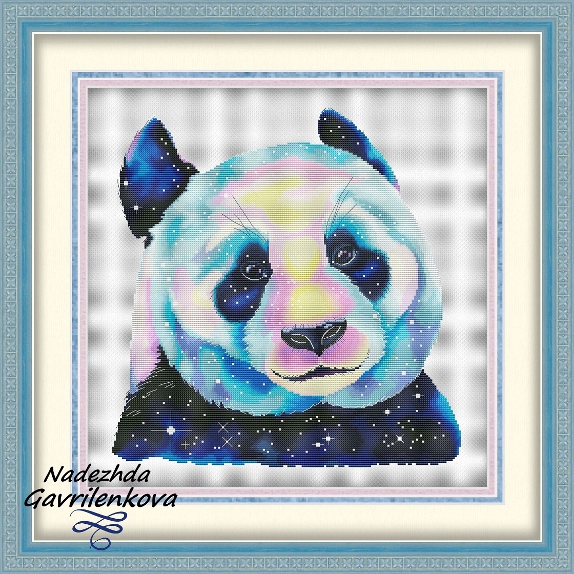 Space Panda Cross Stitch Pattern фото 1