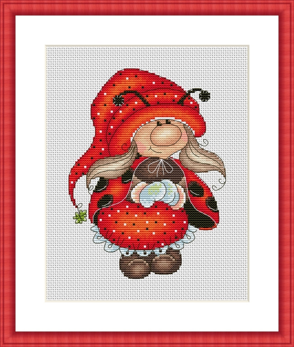 Ladybug Gnome Girl Cross Stitch Pattern фото 1