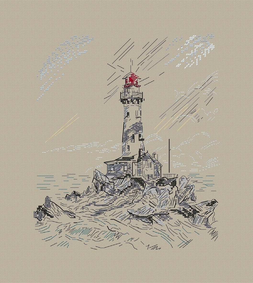 Lighthouse. Sketch Cross Stitch Pattern фото 1