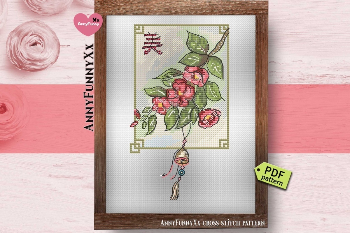 Flowers of the East. Japanese Quince Cross Stitch Pattern фото 5