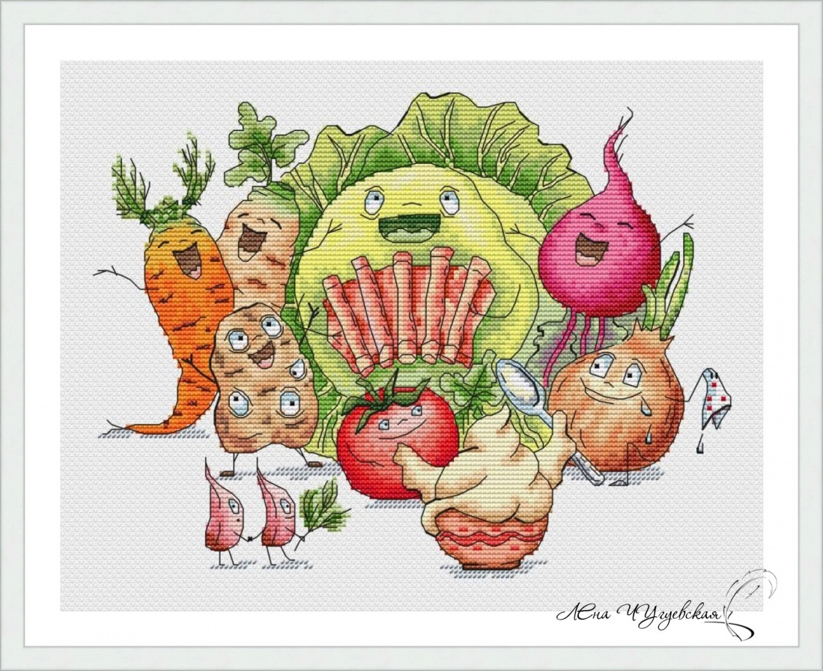 Funny Vegetables Cross Stitch Pattern фото 1