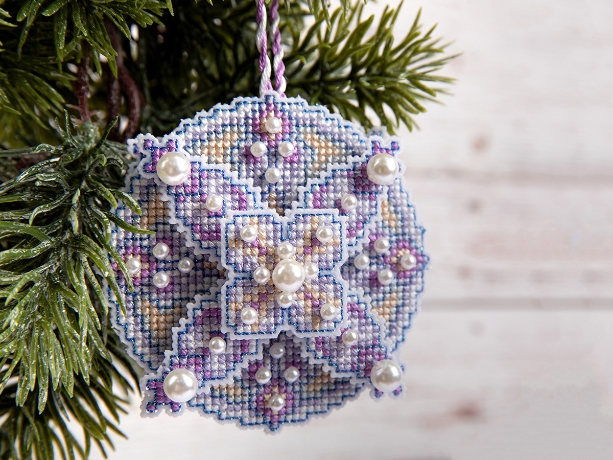 Christmas Ornament. Lilac Ball Cross Stitch Kit фото 5