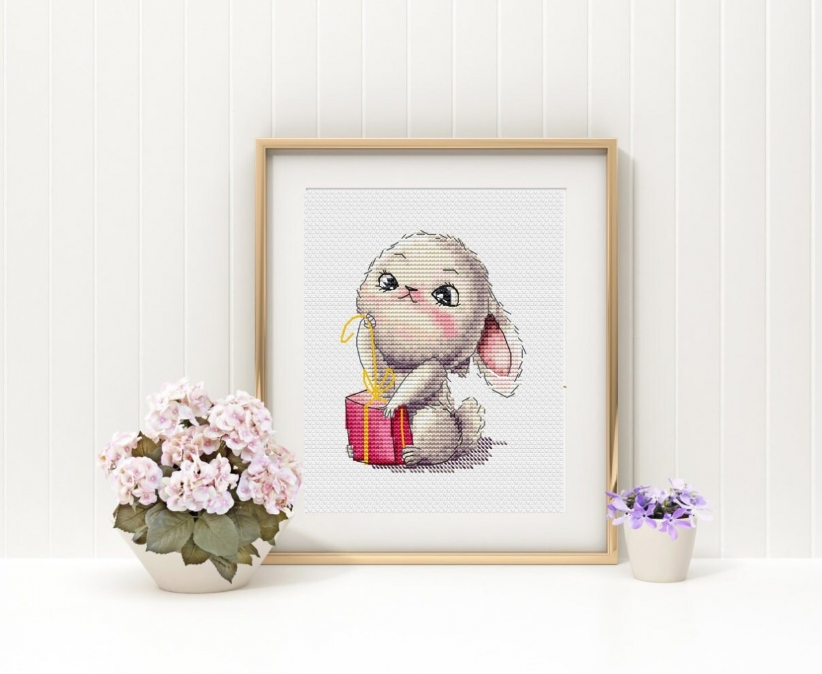 Bunny with a Gift Cross Stitch Chart фото 6
