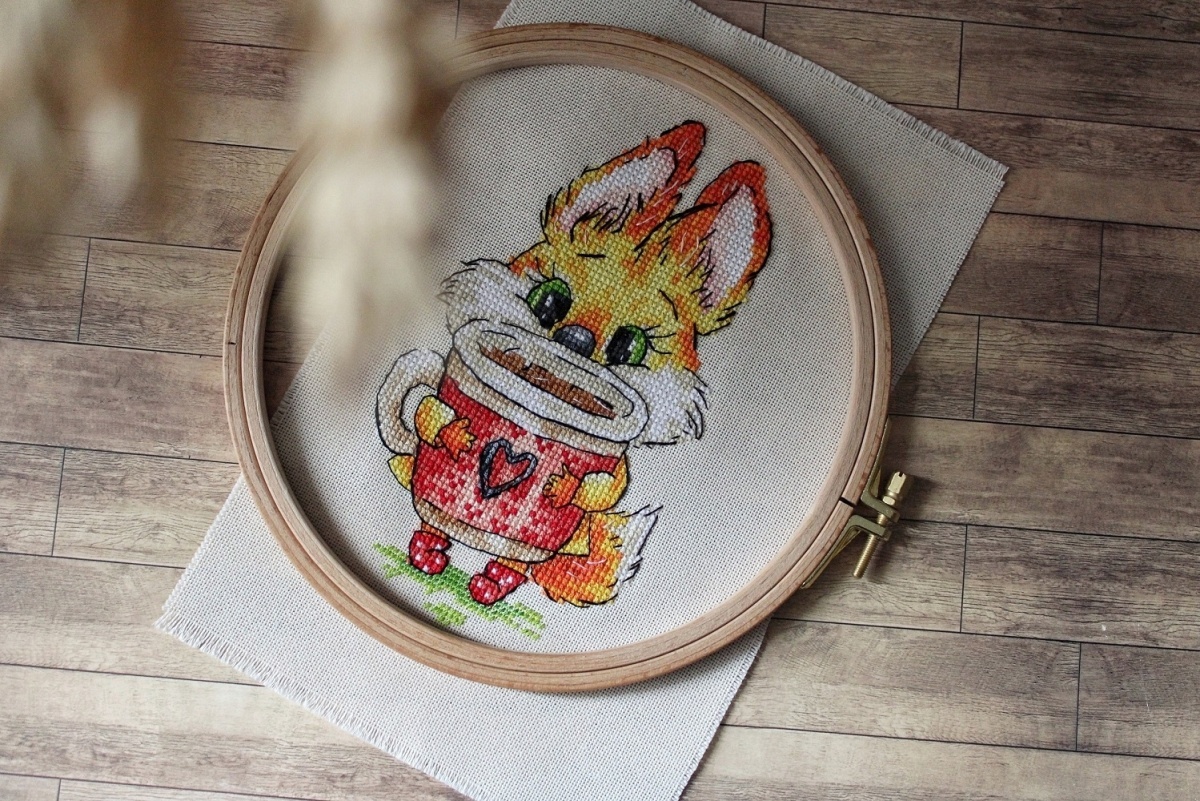 Fox with Coffee Cross Stitch Chart фото 2