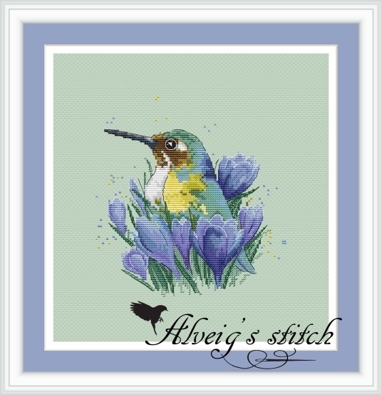 Spring Hummingbird Cross Stitch Pattern фото 1