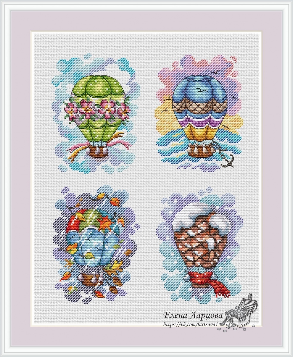 Hot Air Balloons - Seasons Cross Stitch Pattern фото 1