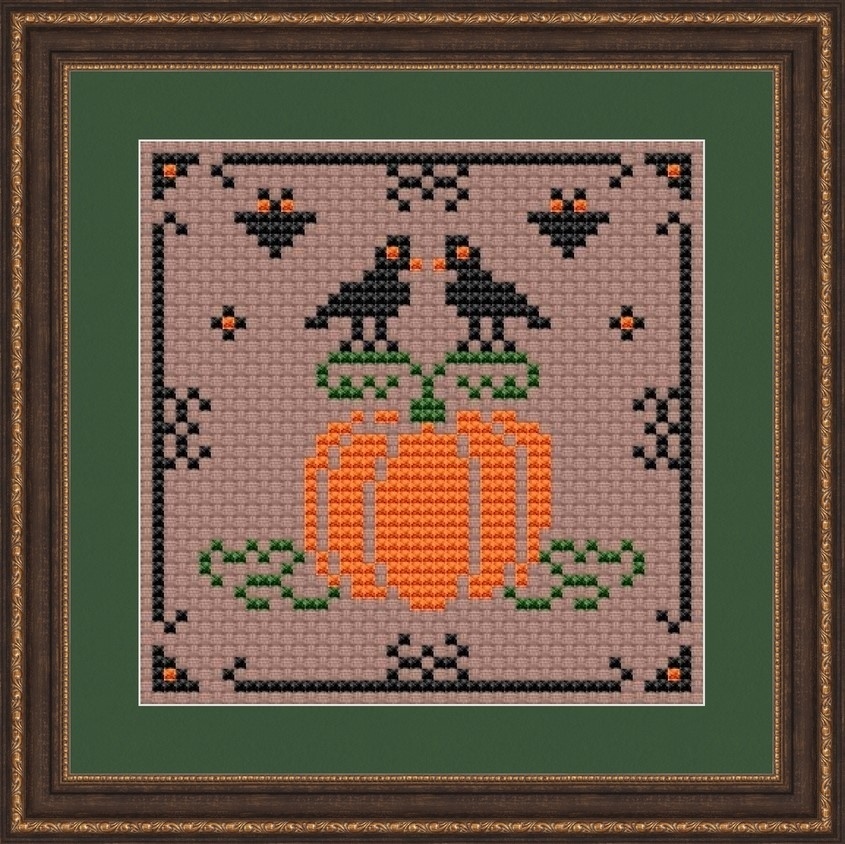 Pumpkin and Bat Cross Stitch Chart фото 1