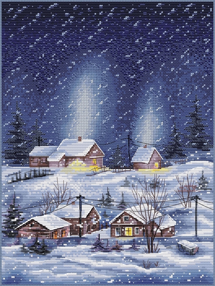 Winter in the Village Cross Stitch Chart фото 2