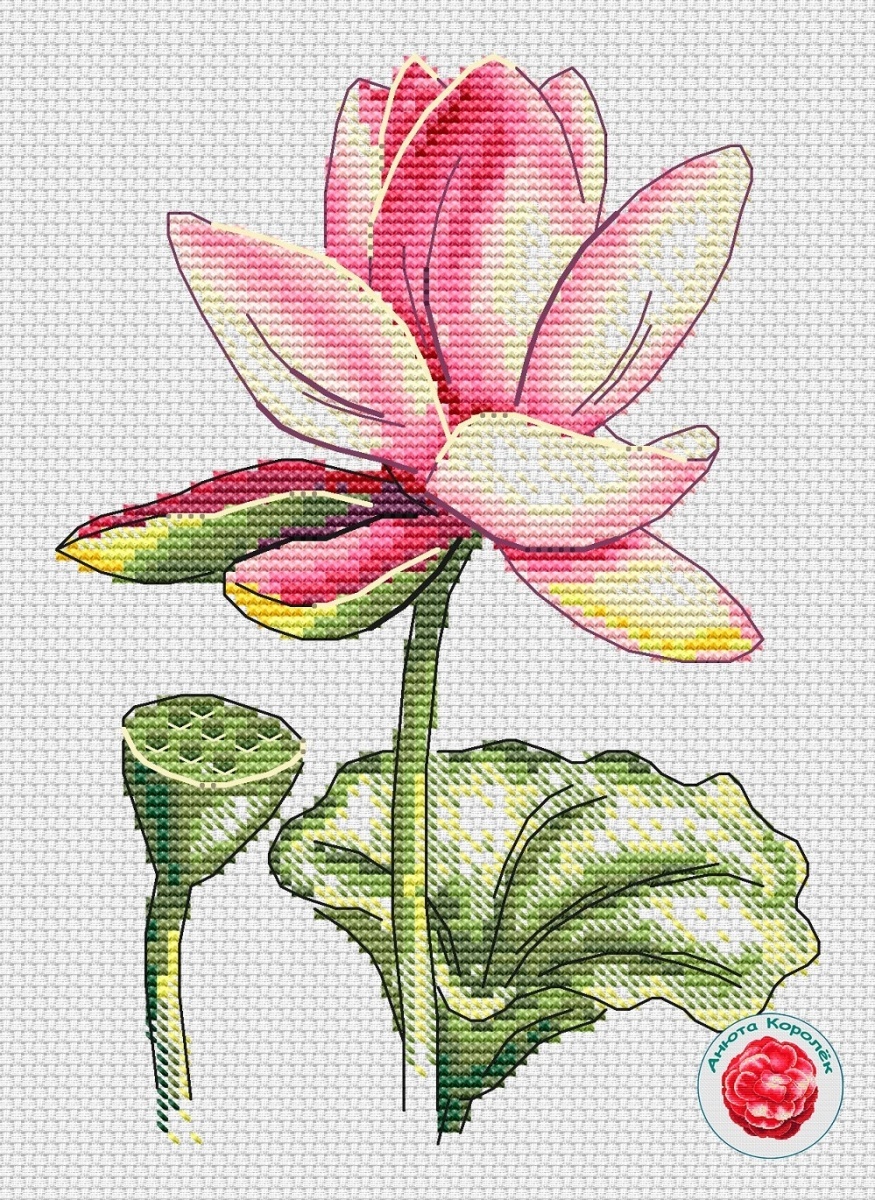 Lotus Cross Stitch Pattern фото 1