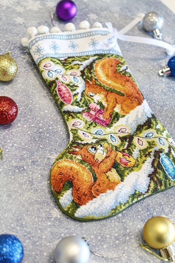 Surprise for a Squirrel Stocking Cross Stitch Kit фото 4