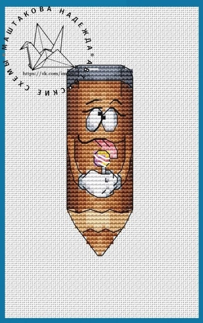 Brown Pencil Cross Stitch Pattern фото 1