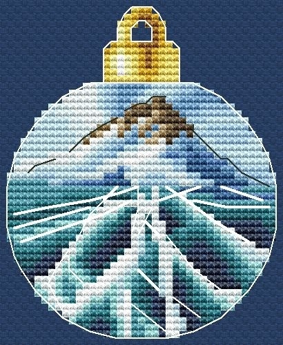 Christmas Bauble. Mountain Landscape 3 Cross Stitch Pattern фото 1