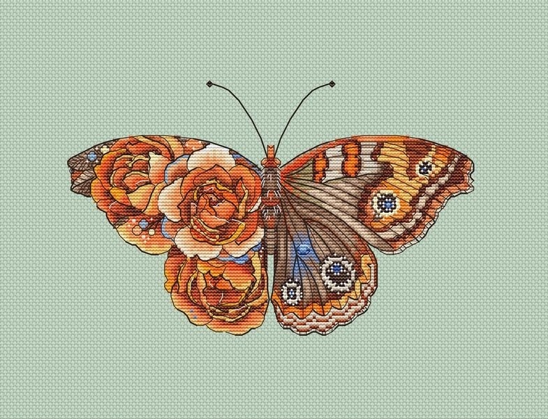 Amber Butterfly Cross Stitch Pattern фото 4