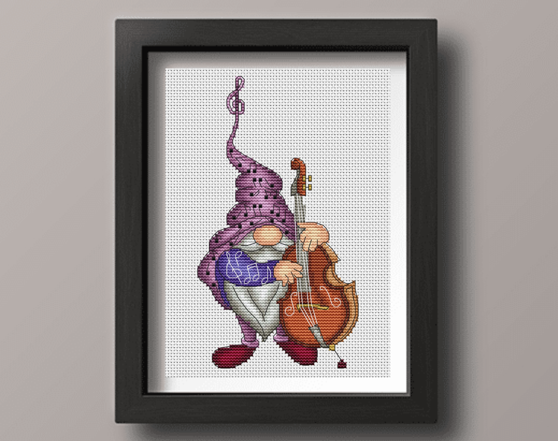 Gnome Cellist Cross Stitch Pattern фото 2