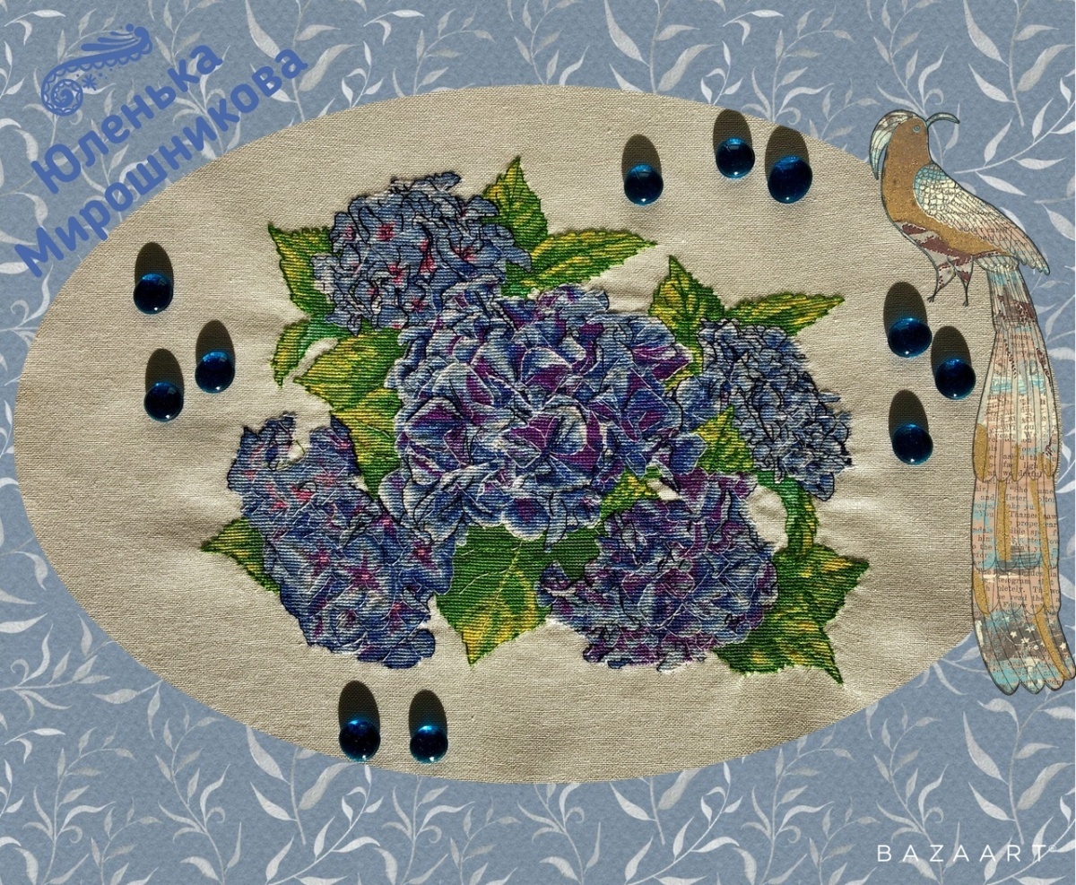 Blue Hydrangea Cross Stitch Chart фото 2