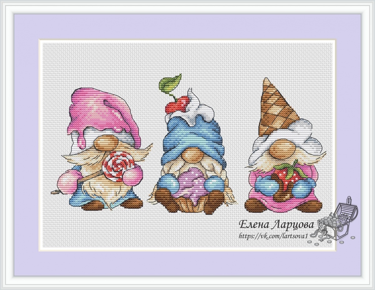 Sweet Tooth Gnomes Cross Stitch Pattern фото 1