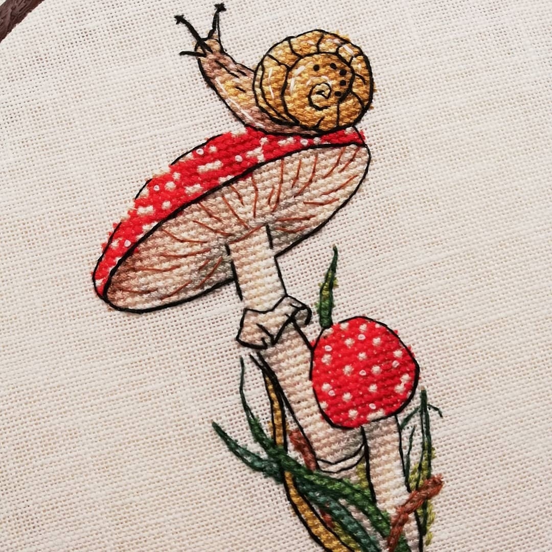 Snail on Fly Agaric Cross Stitch Chart фото 4