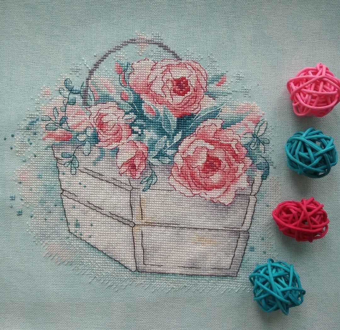 Roses in a Box Cross Stitch Pattern фото 2