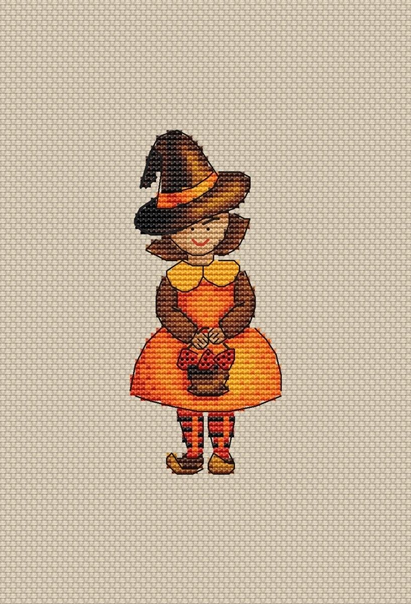 Mushroom Witch Cross Stitch Pattern фото 1