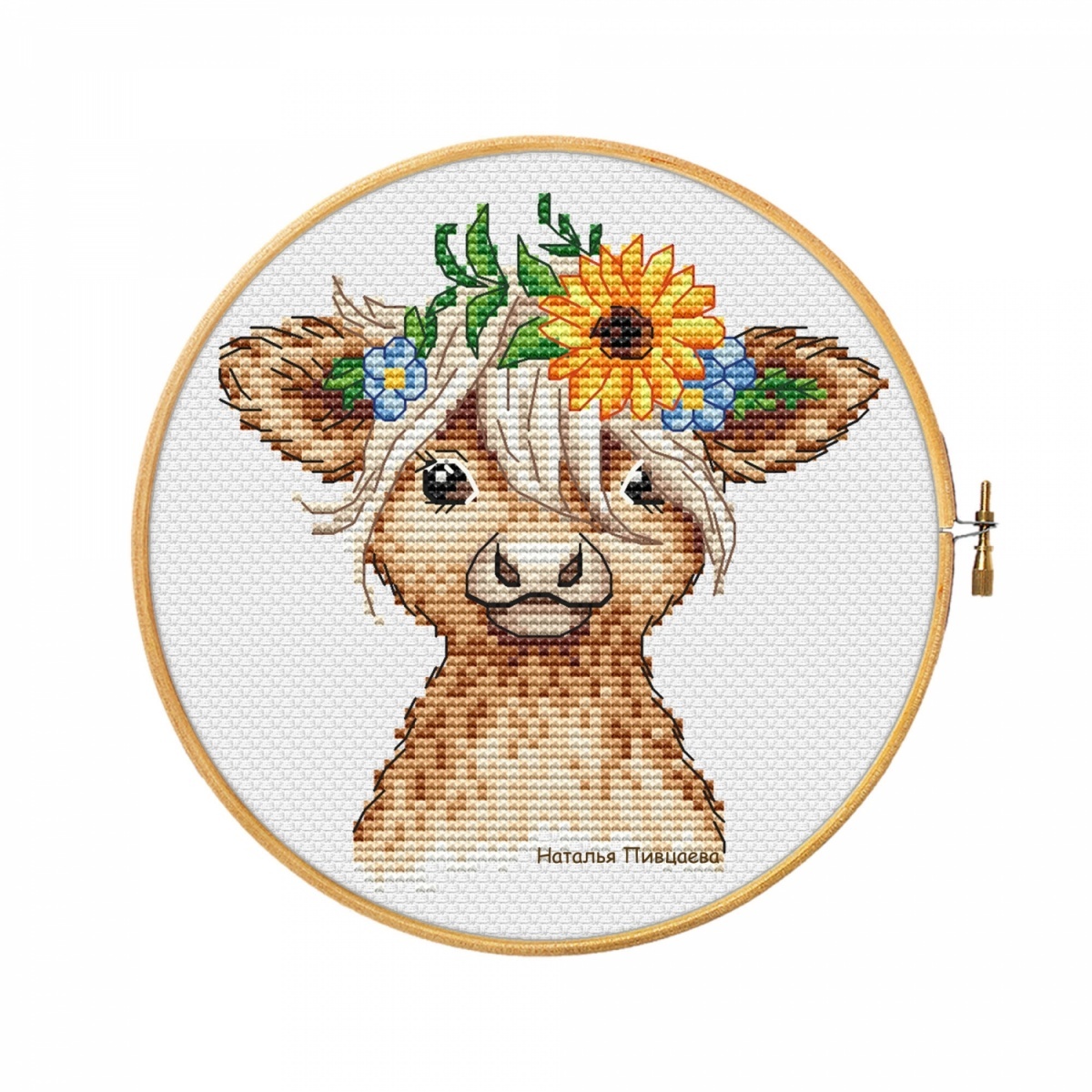 Calf With Bouquet Cross Stitch Pattern фото 1