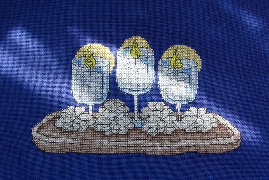 Candles in Glasses Cross Stitch Pattern фото 2