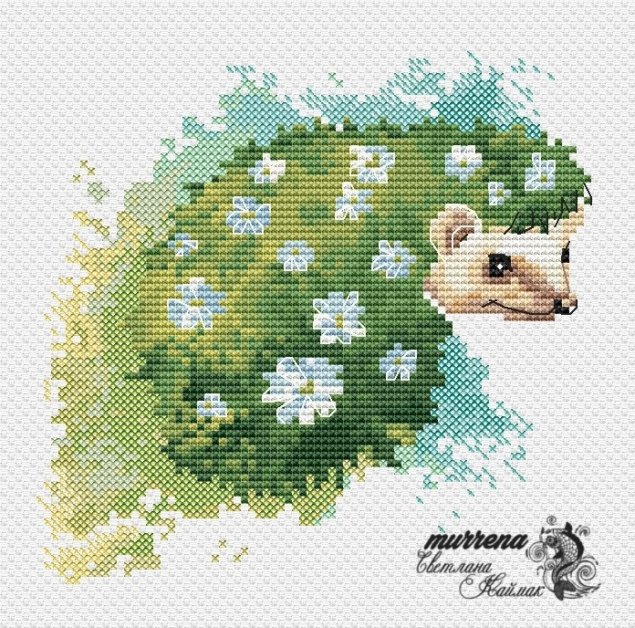Spring Hedgehog Cross Stitch Pattern фото 1