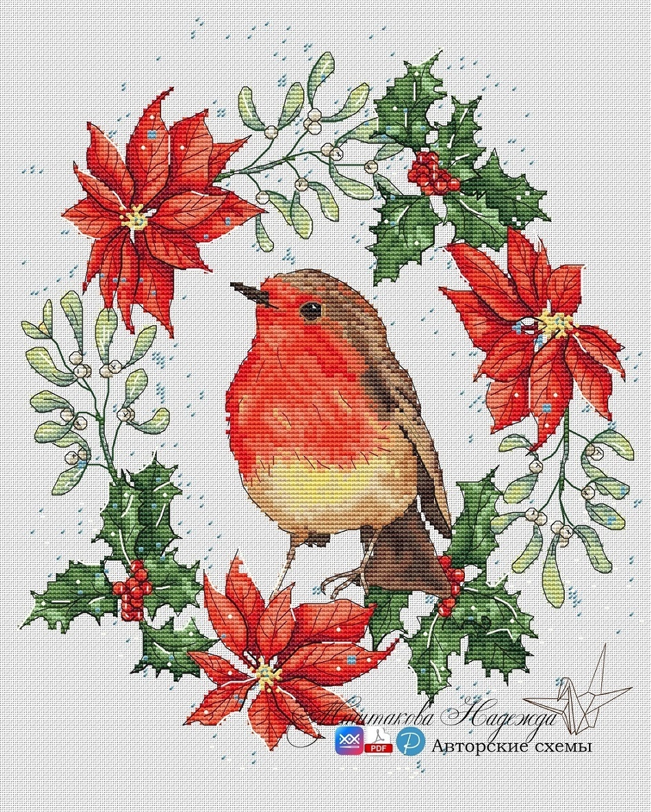 Winter Stories. Robin Cross Stitch Pattern фото 1