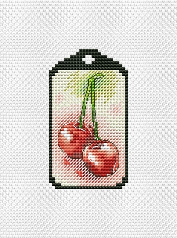 Cherry Keychain Cross Stitch Pattern фото 1