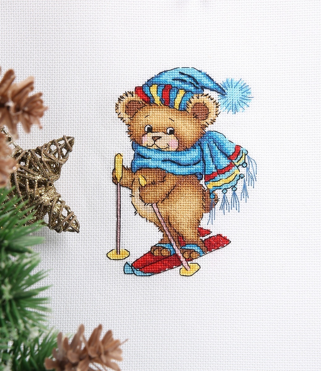 Skiing Bear Cross Stitch Kit фото 3