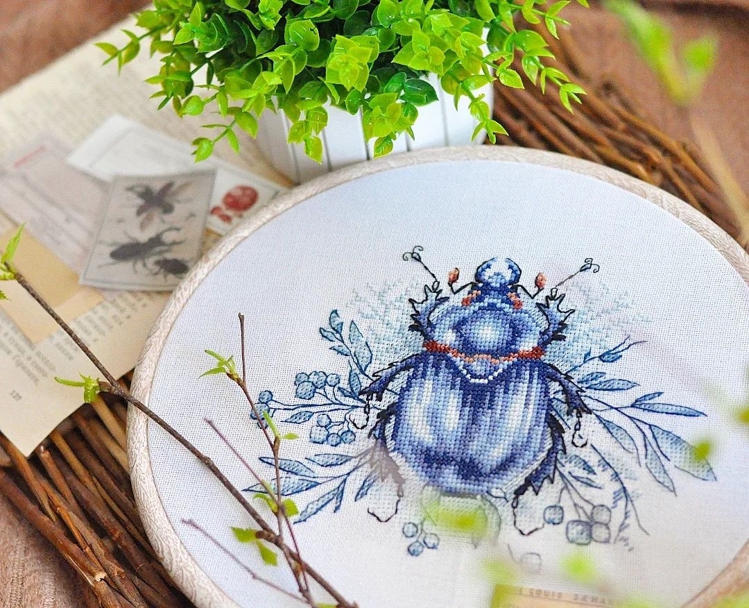 Blue Beetle Cross Stitch Pattern фото 5