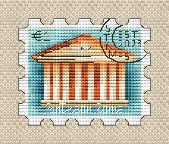 The Pantheon Postage Stamp Cross Stitch Pattern фото 1