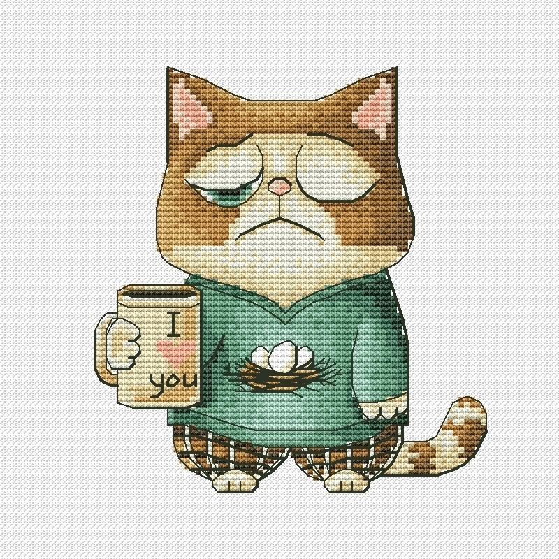 Morning Coffee Cross Stitch Pattern фото 1