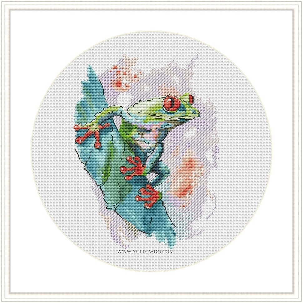 Tree Frog on a Lilac Background Cross Stitch Pattern фото 7