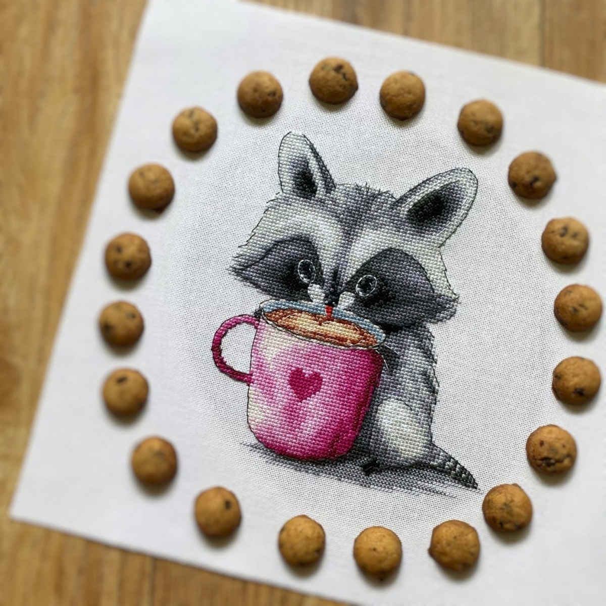 Coffee Lovers. Raccoon Cross Stitch Pattern фото 2
