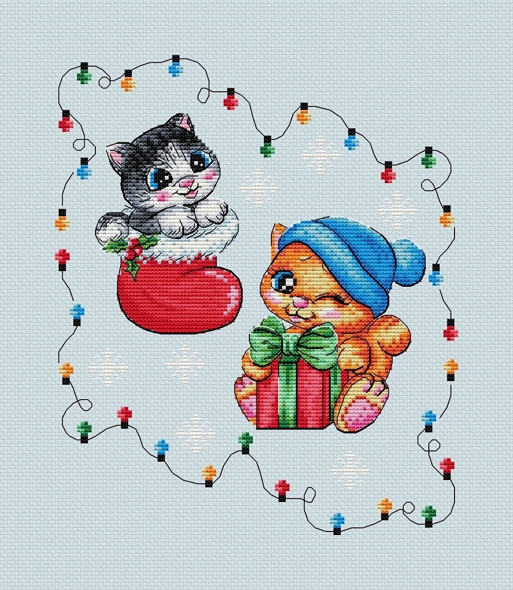 New Year Kittens Cross Stitch Pattern фото 2