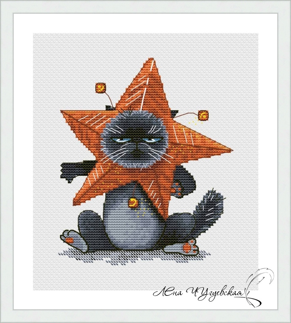 Christmas Star Cat Cross Stitch Pattern фото 2