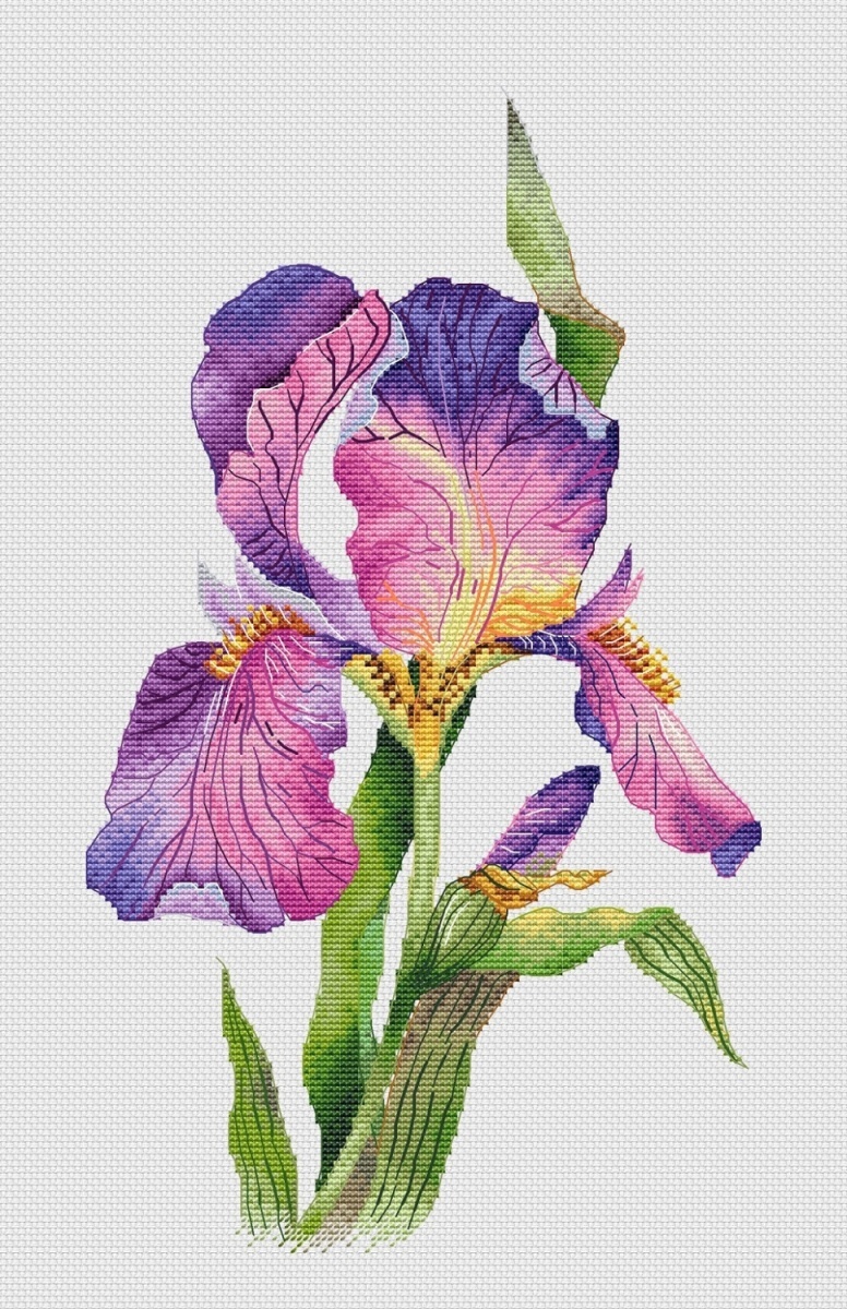 Lilac Iris Cross Stitch Pattern фото 1