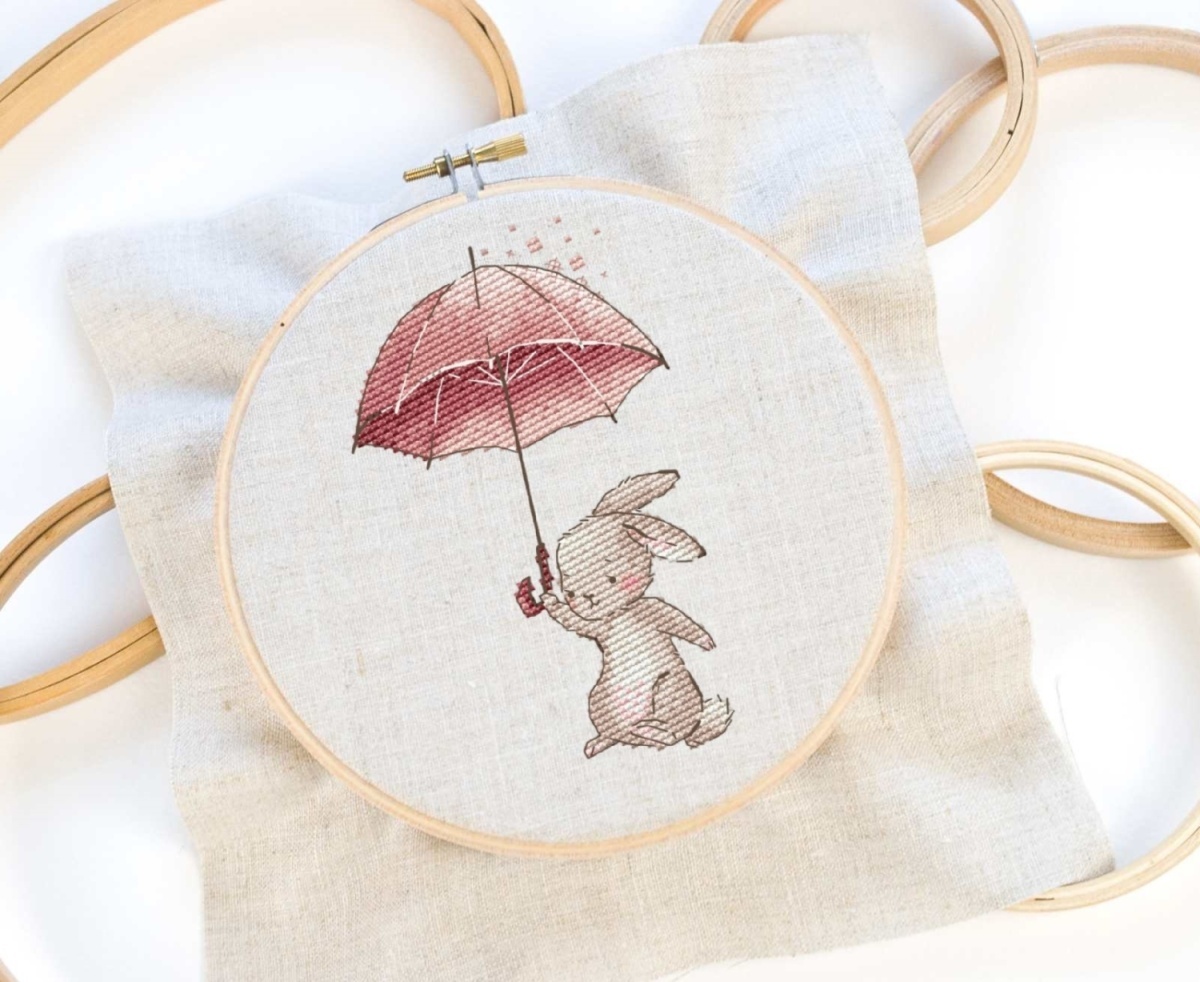 The Bunny with an Umbrella Cross Stitch Pattern фото 2